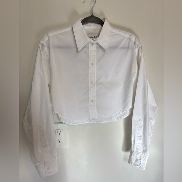 Sunday Best White Cropped Button-Down Shirt - Picture 5 of 7